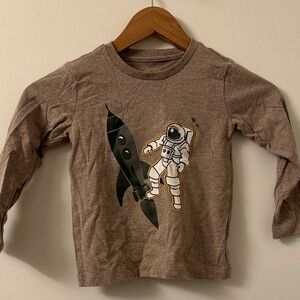 Brown Astronaut and Rocket Kids Shirt
